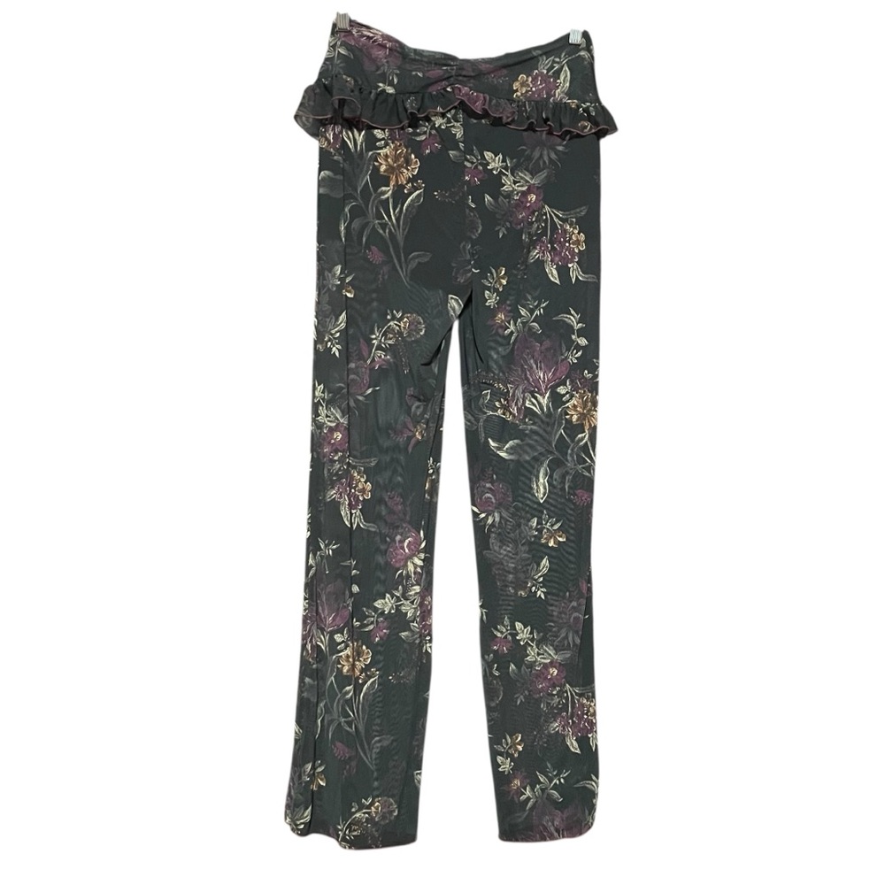 Free People Sheer Floral Black Flares‎ Pants Size S Comfortable Hippie Bohemian - Picture 5 of 15